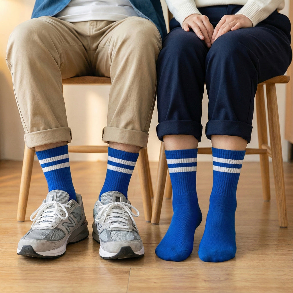 Plave sokovi plavi s bijelim prugama, ribani