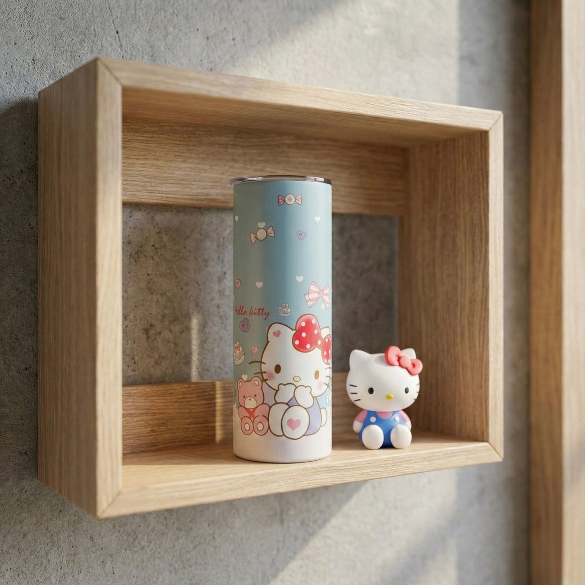 Plava Hello Kitty termos od nehrđajućeg čelika s pink mašnama i bombonama