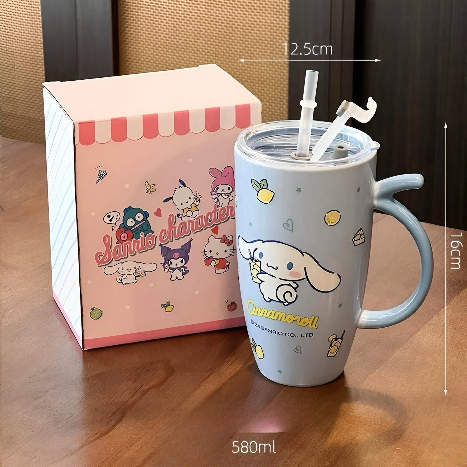 Svijetloplava Cinnamoroll šalica s slamkom i poklon kutijom u setu šalice