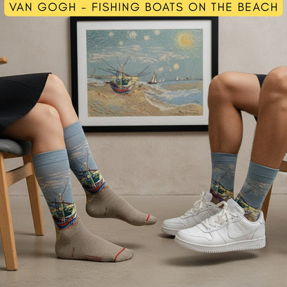 Socks Van Gogh Fishing Boats svaki korak s teksturom četkice