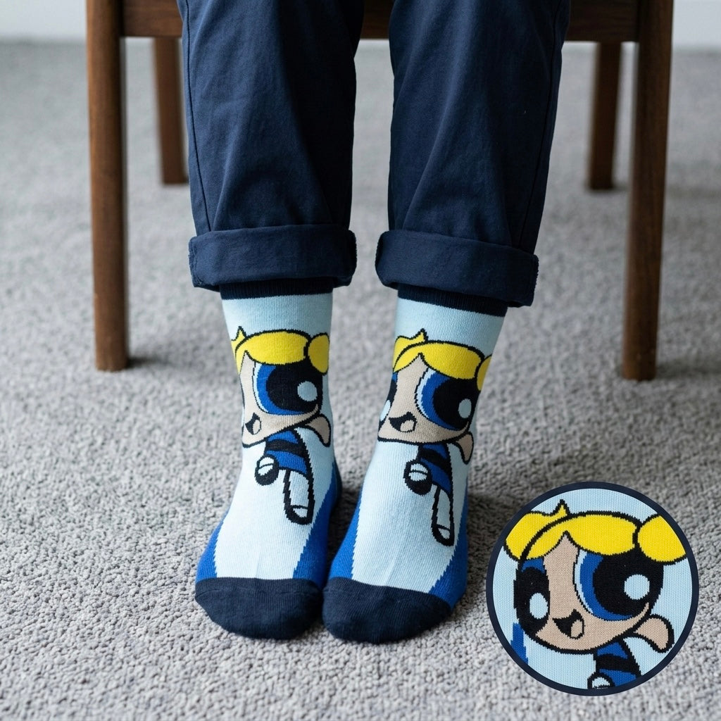 Plave i tamno plave Powerpuff Girls crtane čarape POWERPUFF GIRLS ČARAPE