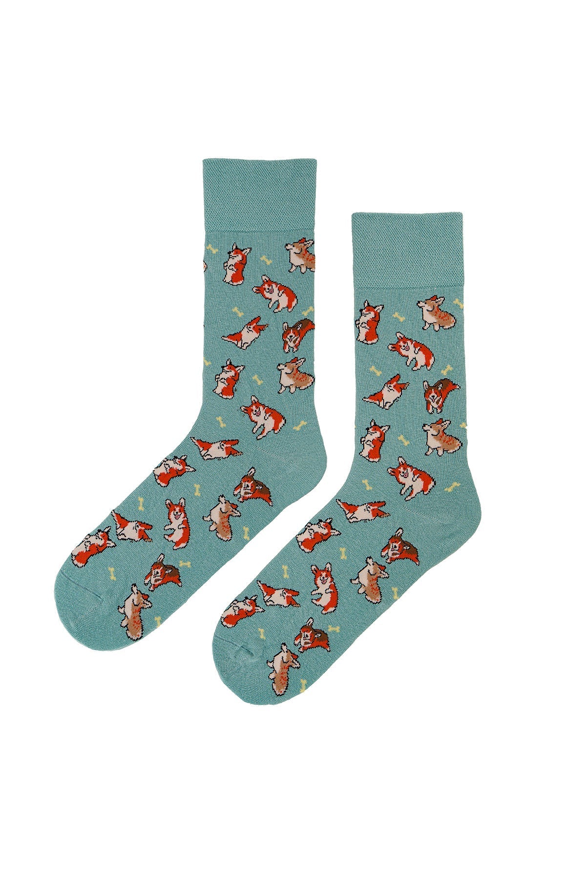 Tirkizne čarape uzorkom korgi s prikazom korgija i kostiju za ljubitelje pasa