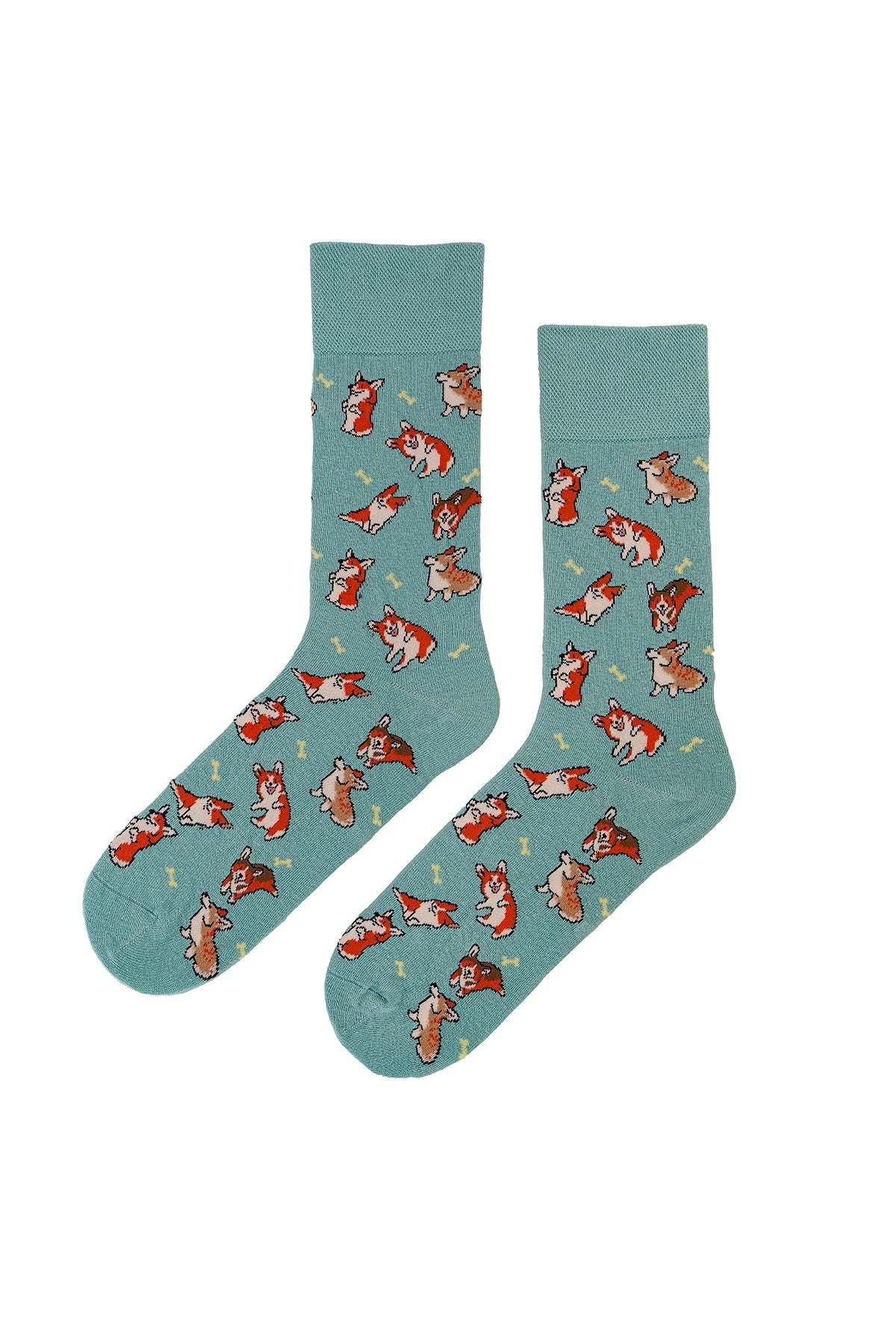 Tirkizne čarape uzorkom korgi s prikazom korgija i kostiju za ljubitelje pasa