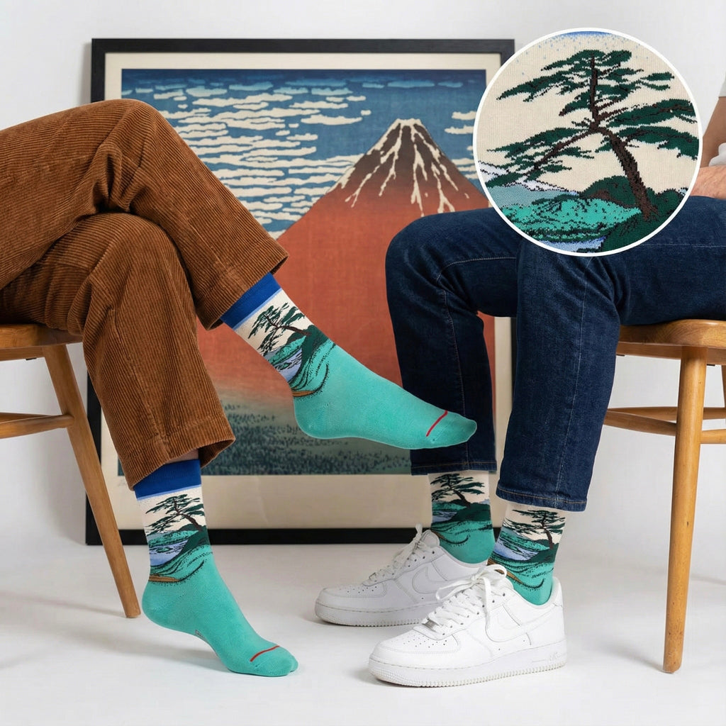 Plave čarape Katsushika Hokusai Mount Fuji s motivom bora i planina