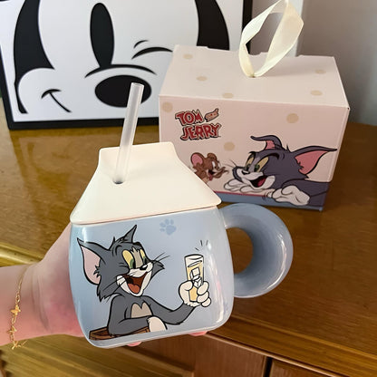 Tom and Jerry set keramička šolja s slamkom i poklon kutijom