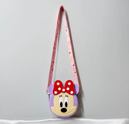 Ljubičasta Mickey Mouse silikonska torbica s Minnie licem i pink točkama