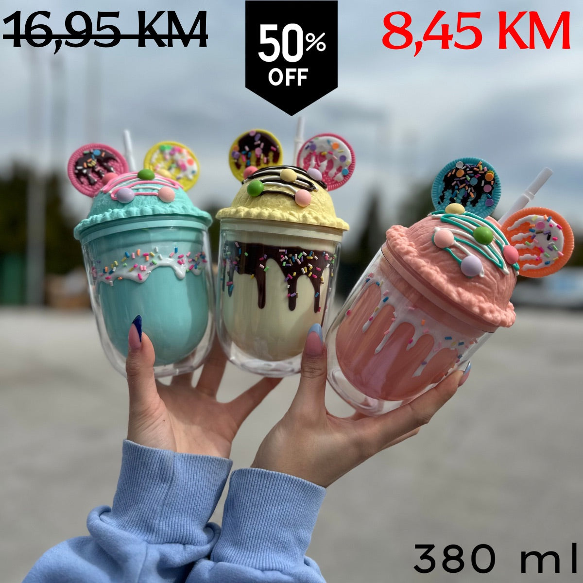 Tri bojne, dessert-tematske termotermice s Mickey Mouse ušima i bombonama