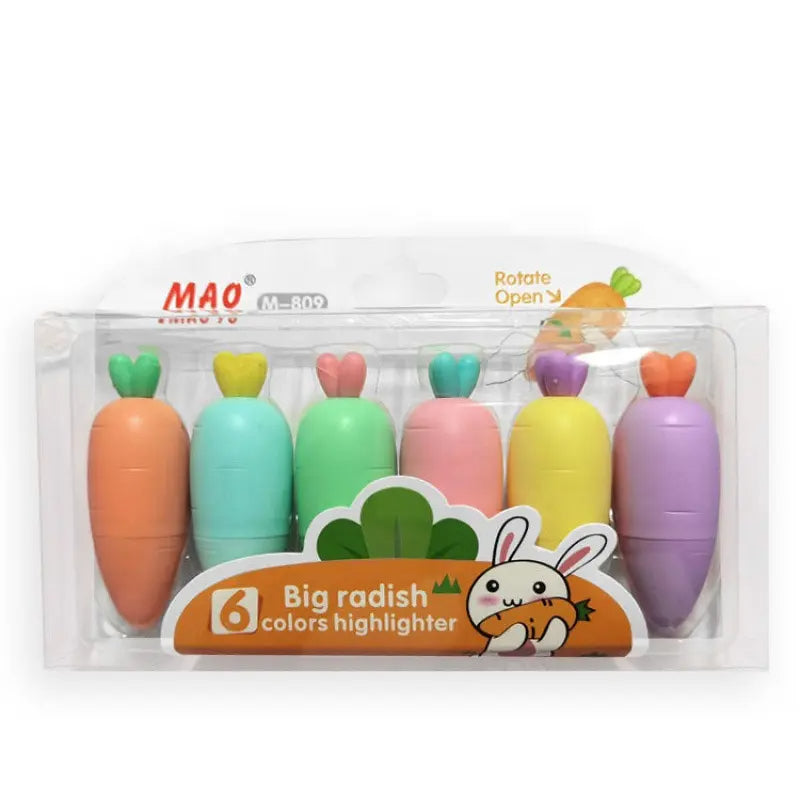 Set visokihlightera u obliku mrkve pod nazivom COLORFUL CARROT MARKER