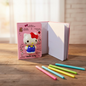 Rozdjevljeni Hello Kitty squishy rokovnik A5 s ružičastim notesom i šarenim olovkama