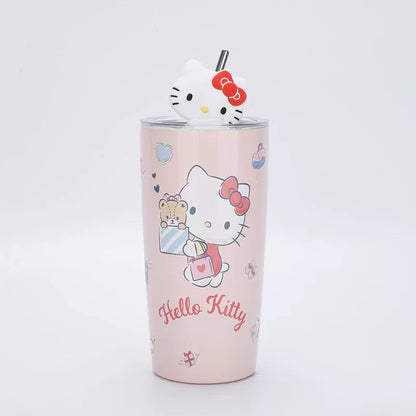 Hello Kitty termos čaša od nehrđajućeg čelika ružičasta s slamom