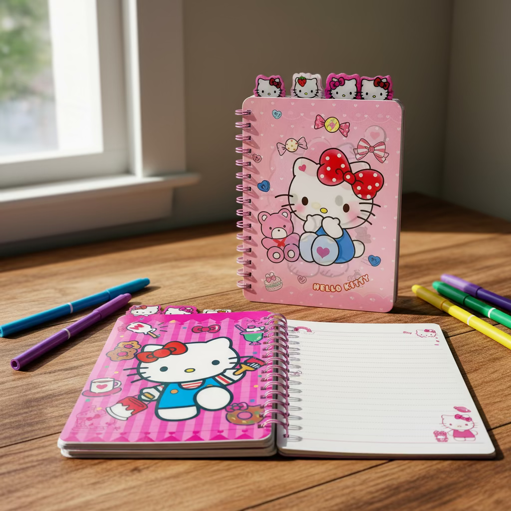 Hello Kitty hologram rokovnik A5 s ružičasto-bijelom naslovnicom