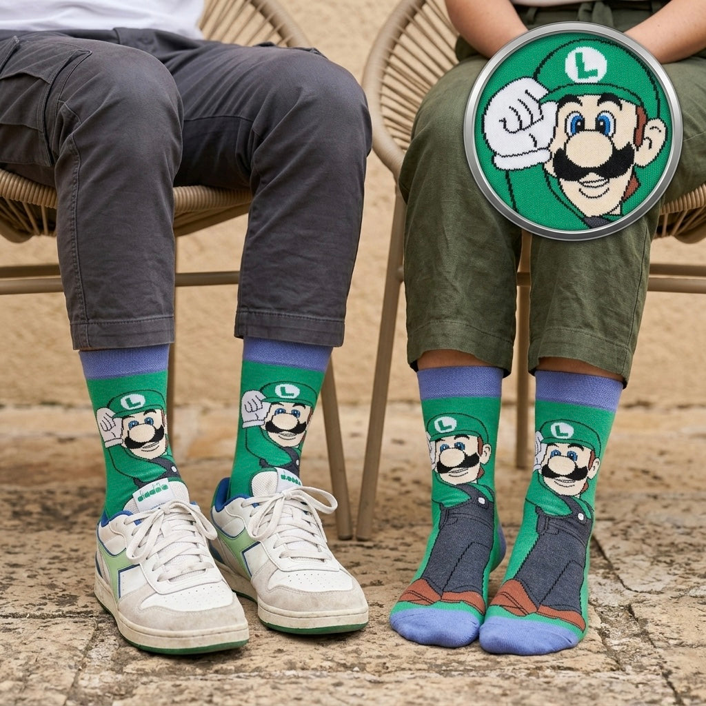 Zelene i plave čarape Super Mario Luigi, mek triko dizajn