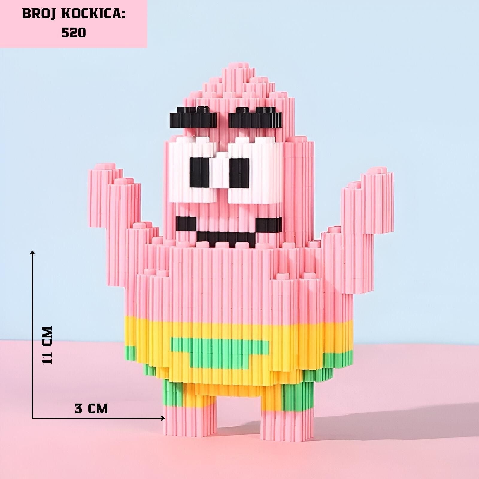 Brick-izgrađena figura Patrika zvijezde u setu PATRICK LEGO s 520 kocaka