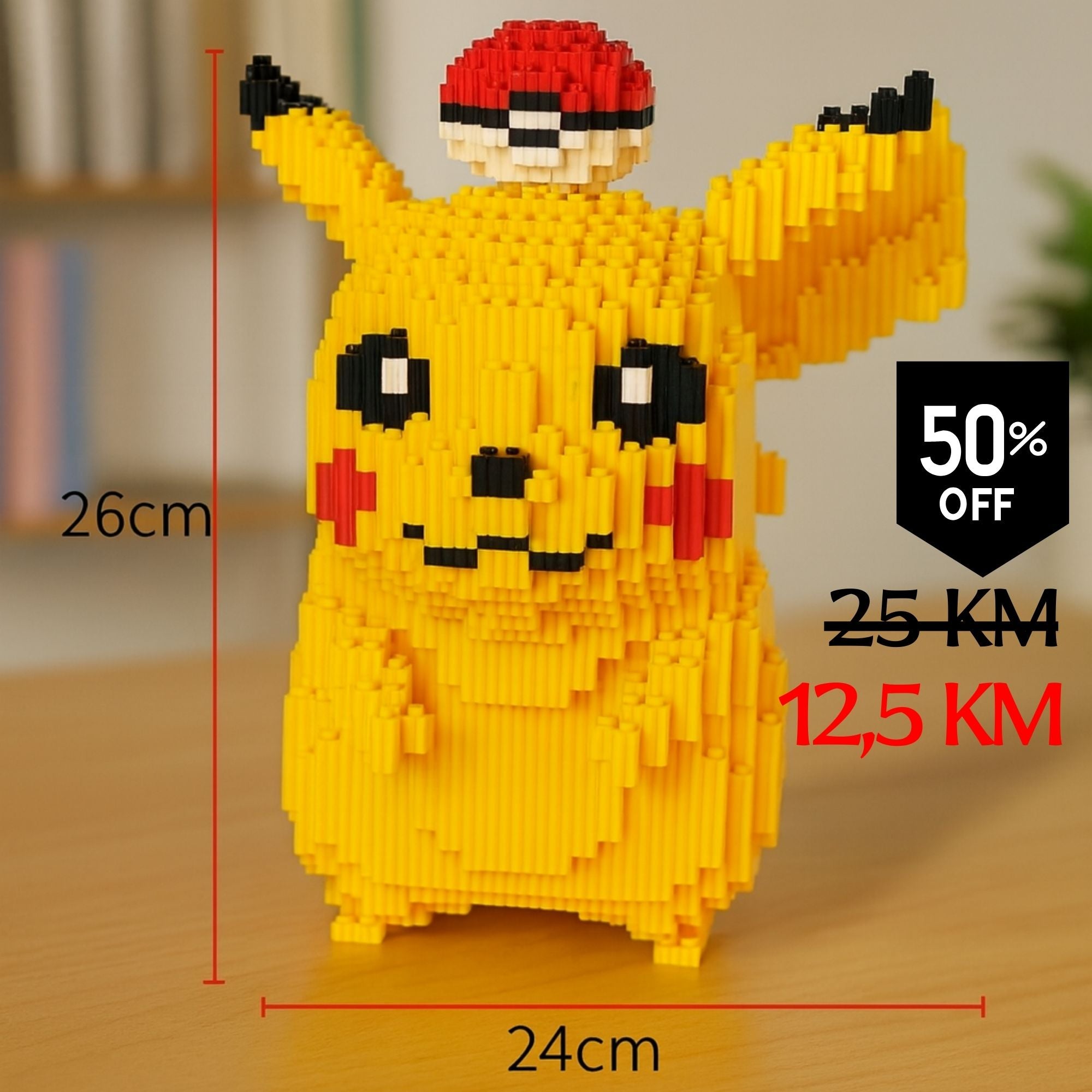 Žuti Pikachu od 2100 Lego kockica s poké loptom