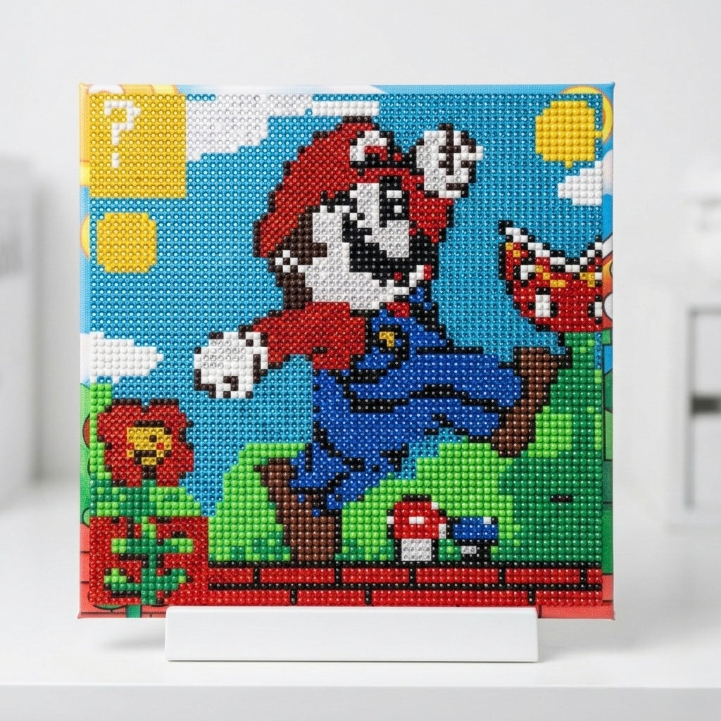Pikselirani Super Mario umjetnost od perli, DIY dijamantska slika 20x20 cm