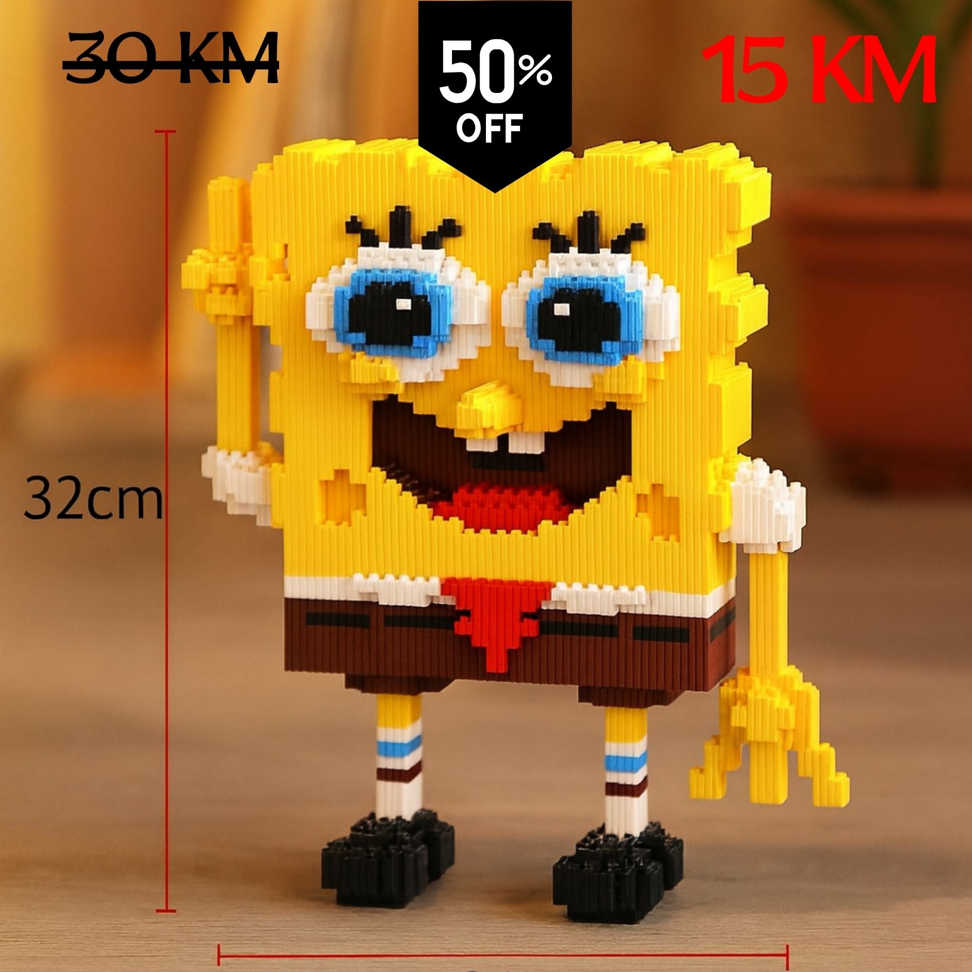 Žuti SpongeBob LEGO lik visok 32 cm od 2156 kockica