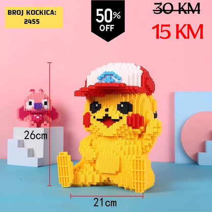 Žuti Pikachu od Lego kockica (2455) s crveno-bijelom kapom
